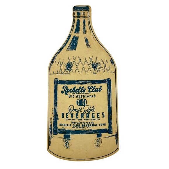 Rochelle Club Draft Style Beverage Bottle Cardboard Hanging Advertising Sign - Picture 1 of 4